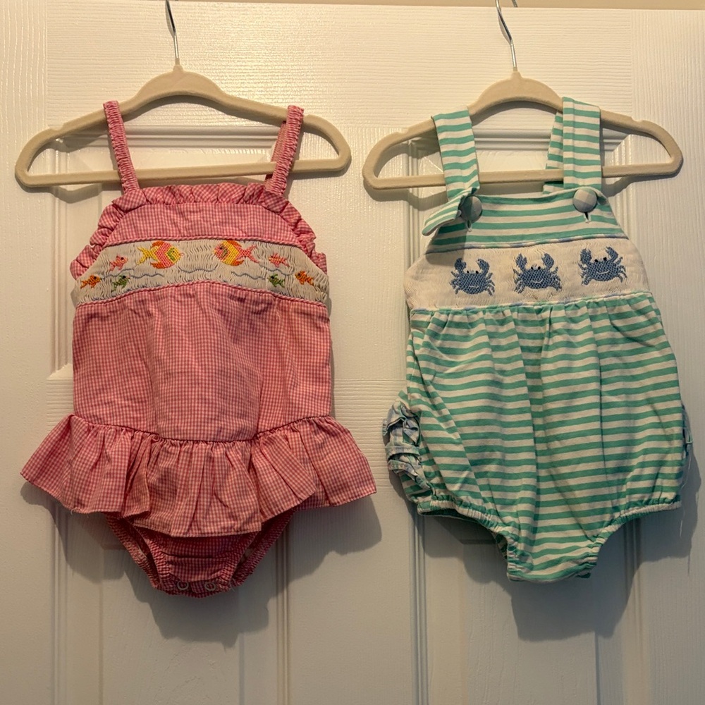 Pink and Green Baby Rompers